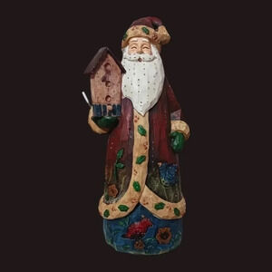 Fiber optic santa wooden carved